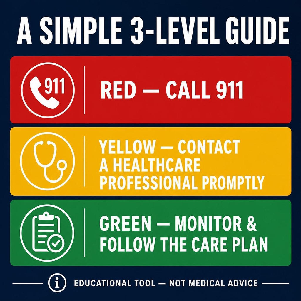 Senior emergency reference cards, printable caregiver triage guide