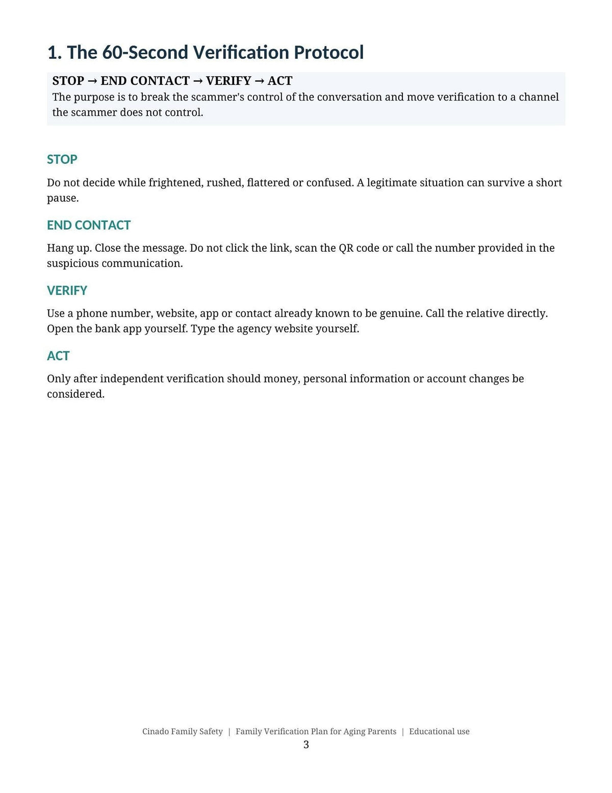 Aging Parent Safety Plan PDF - inside page preview 2