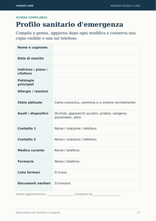 Anteprima reale di Anziano Sicuro a Casa